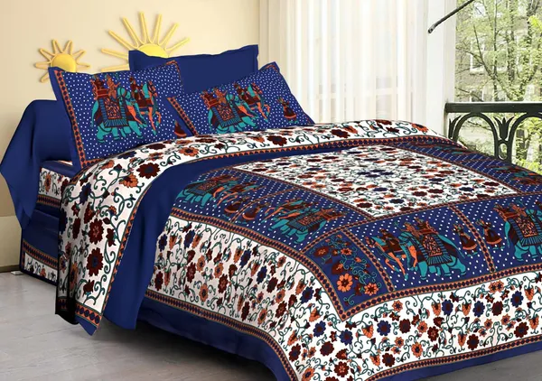 Gangaur_Blue_Cotton_Rajasthani_Print_Double_Bedsheet_With_2_Pillow_Covers