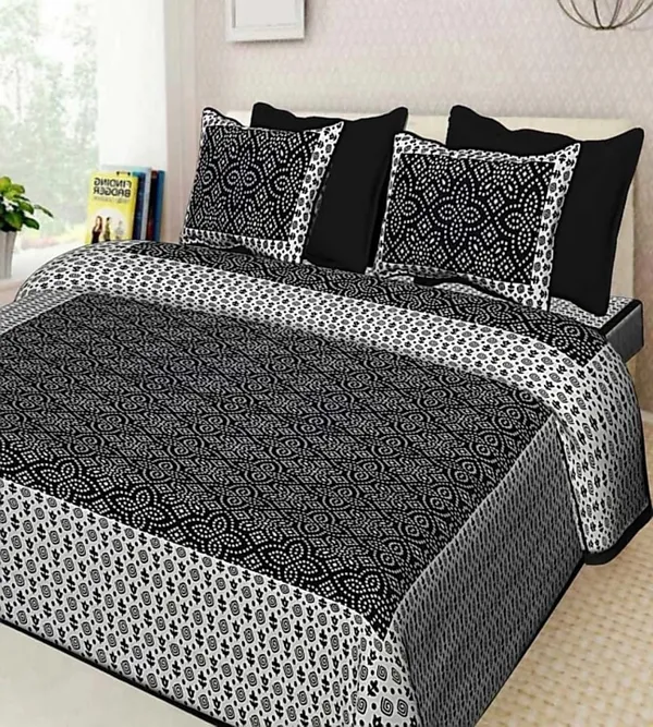 Single_Kaam_Black_White_Geometric_Print_Reversible_Cotton_Double_Bedsheet_With_Pillow_Covers
