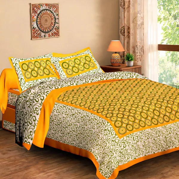 Gola_Yellow_Cotton_Printed_King_Size_Bedsheet_With_Pillow_Covers