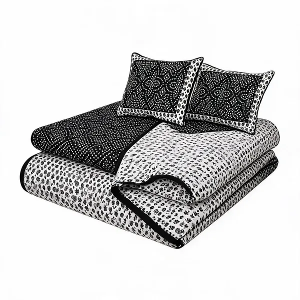 Single_Kaam_Black_White_Geometric_Print_Reversible_Cotton_Double_Bedsheet_With_Pillow_Covers