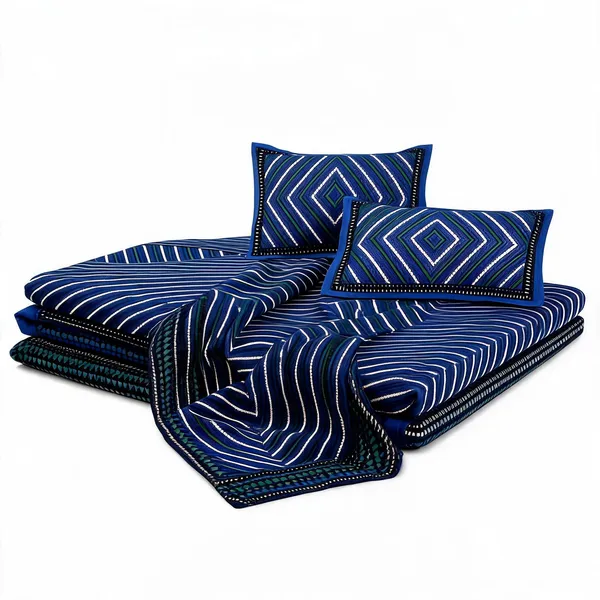 Lahariya_Blue_Geometric_Pattern_King_Size_Bedsheet_With_Pillow_Covers