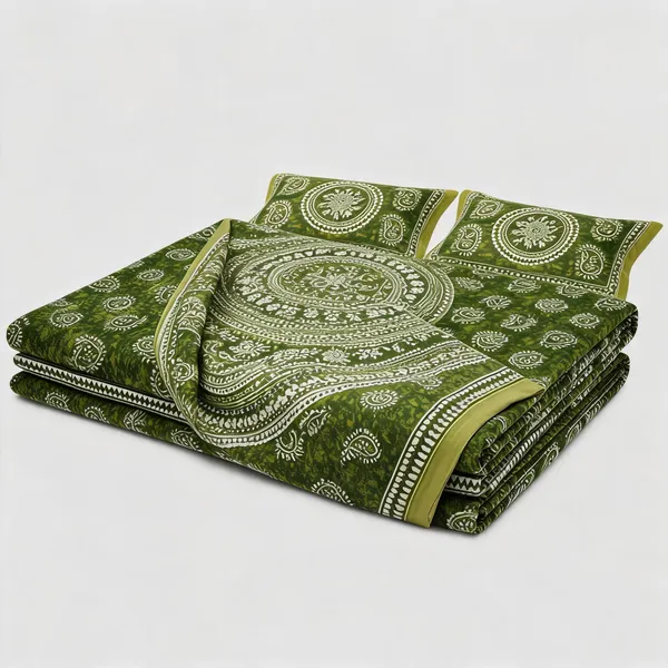 Carry_Green_Chakra__Cotton_Mandala_Print_King_Size_Bedsheet_With_Pillow_Covers