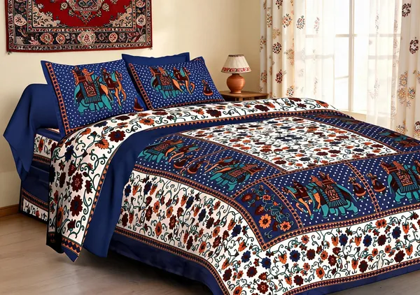 Gangaur_Blue_Cotton_Rajasthani_Print_Double_Bedsheet_With_2_Pillow_Covers