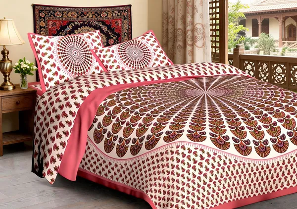 Mor_Pankh_Pink_King_Size_Bedsheet_With_Pillow_Covers