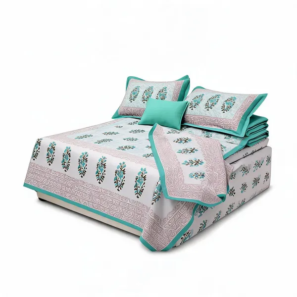Gamla_Buta_Sky_Cotton_Floral_Print_King_Size_Bedsheet