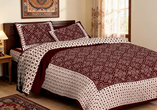 Single_Kaam_Maroon_Geometric_Print_Cotton_King_Size_Bedsheet_Set
