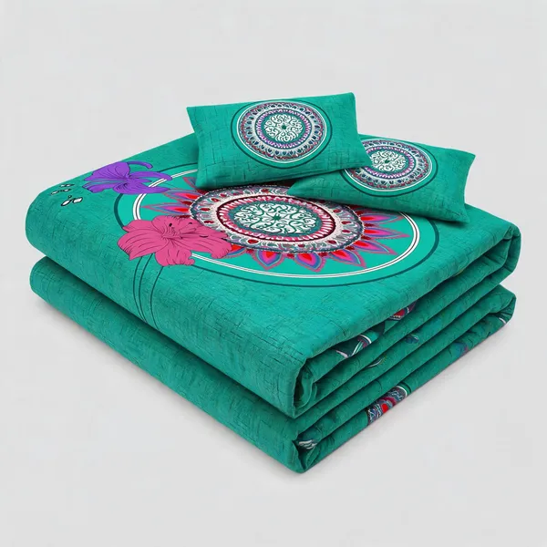 Tulip_Green_Cotton_Mandala_Print_Double_Bedsheet_With_Pillow_Covers