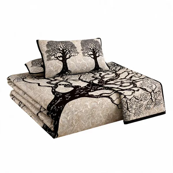 Sukha_Ped_Black_King_Size_Bedsheet_With_Pillow_Covers
