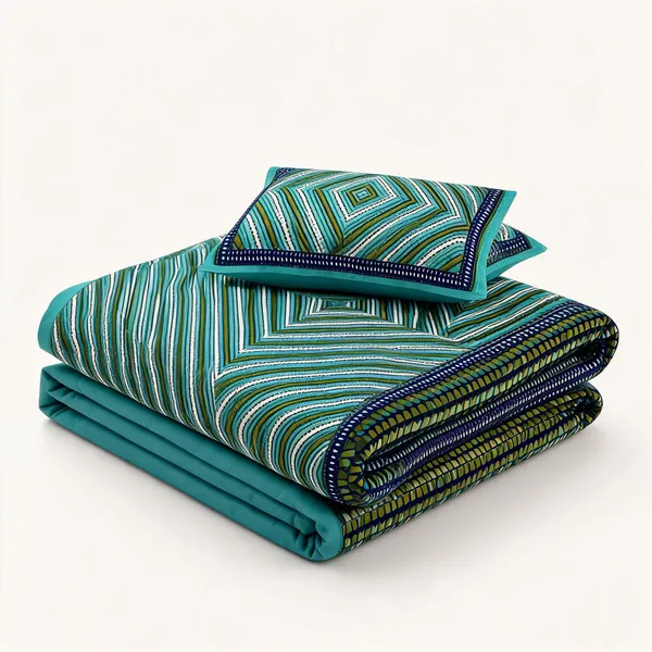 Lahariya_Green_Turquoise_Cotton_Geometric_Print_King_Size_Bedsheet_With_Pillow_Covers