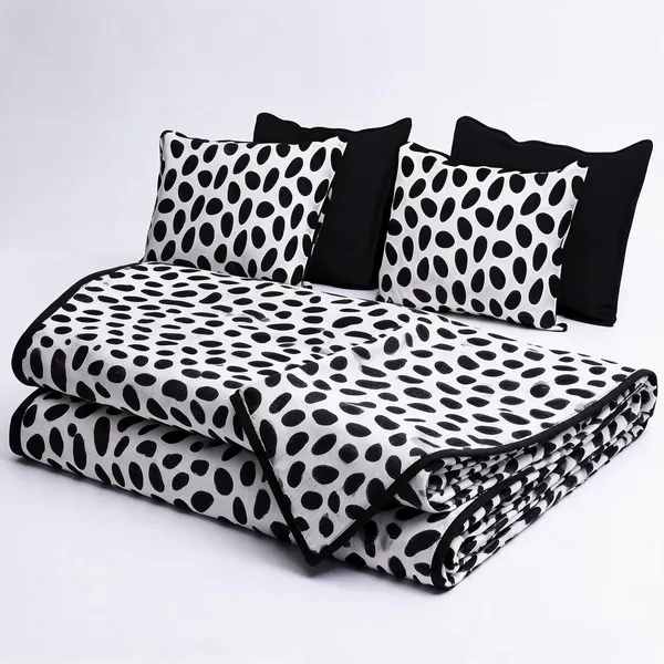 Anda_Black_Polka_Dot_Pattern_Bedsheet_Set_With_Pillow_Covers