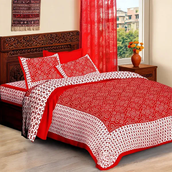 Single_Kaam_Red_Cotton_Printed_Double_Bedsheet_With_Pillow_Covers