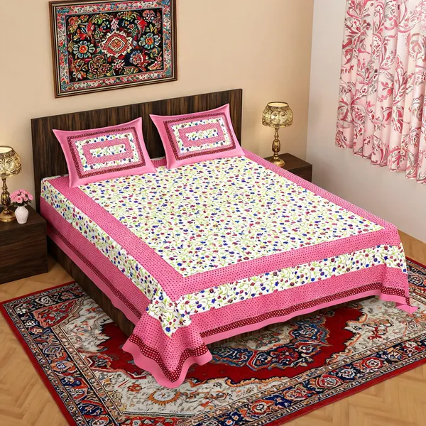 Bindiya_Pink_Cotton_Floral_Print_Double_Bedsheet_With_2_Pillow_Covers