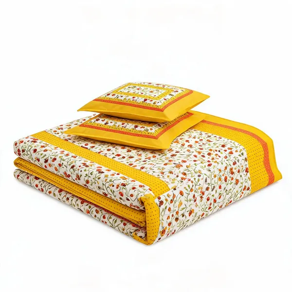 Bindiya_Yellow_Cotton_Floral_Print_Double_Bedsheet_With_2_Pillow_Covers