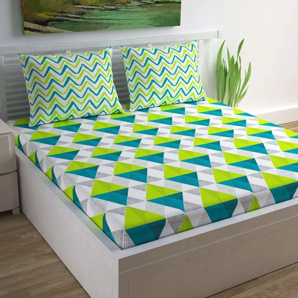 Patang_Green_Cotton_Geometric_Print_Double_Bedsheet_With_Pillow_Covers