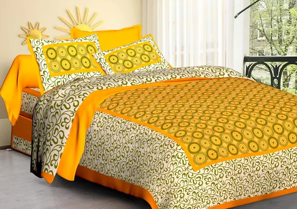 Gola_Yellow_Cotton_Printed_King_Size_Bedsheet_With_Pillow_Covers