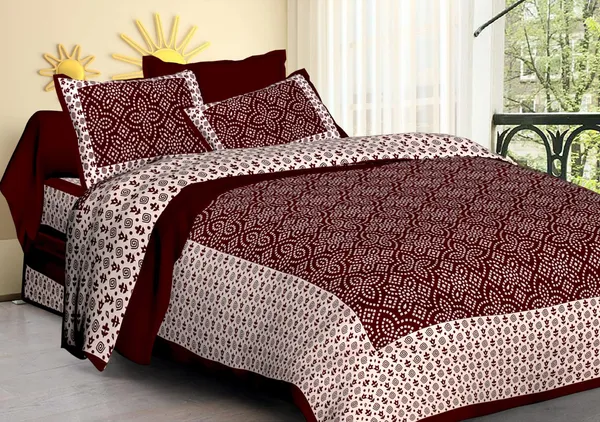 Single_Kaam_Maroon_Geometric_Print_Cotton_King_Size_Bedsheet_Set