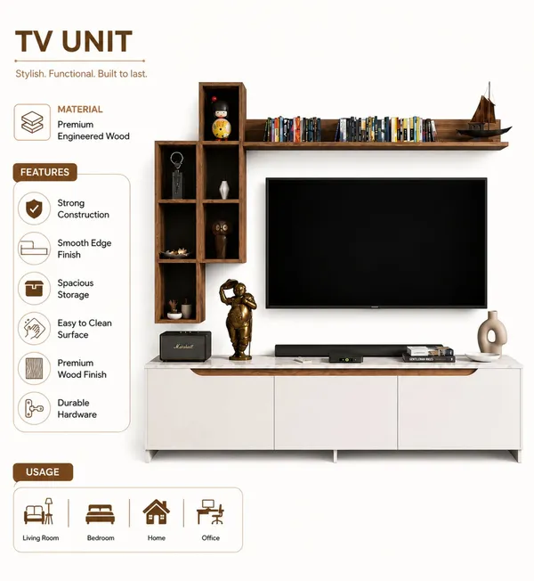 Spyder_Craft_D1_Tv_Unit_With_Wall_Shelf_Tv_Stand_With_Bookshelf_Wall_Mounted_Shelf_Modern_Leg_180Cm_White_Miniature_Walnut_M16_Brown