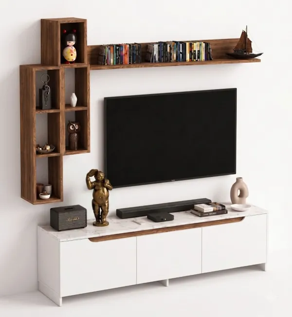 Spyder_Craft_D1_Tv_Unit_With_Wall_Shelf_Tv_Stand_With_Bookshelf_Wall_Mounted_Shelf_Modern_Leg_180Cm_White_Miniature_Walnut_M16_Brown