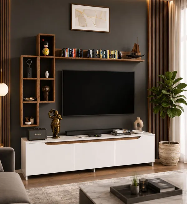 Spyder_Craft_D1_Tv_Unit_With_Wall_Shelf_Tv_Stand_With_Bookshelf_Wall_Mounted_Shelf_Modern_Leg_180Cm_White_Miniature_Walnut_M16_Brown