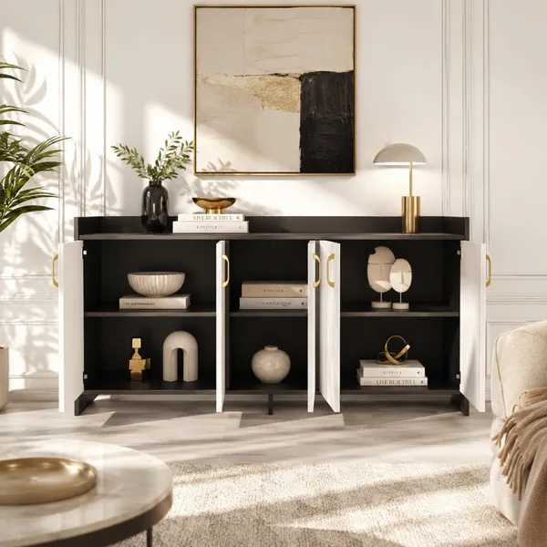 Spydercraft_Matte_Finish_Meko_Console_Table_Modern_Black_White_Console_Table_Stylish_Storage_Cabinet_For_Living_Room_Entryway_Do_It_Yourself_Product