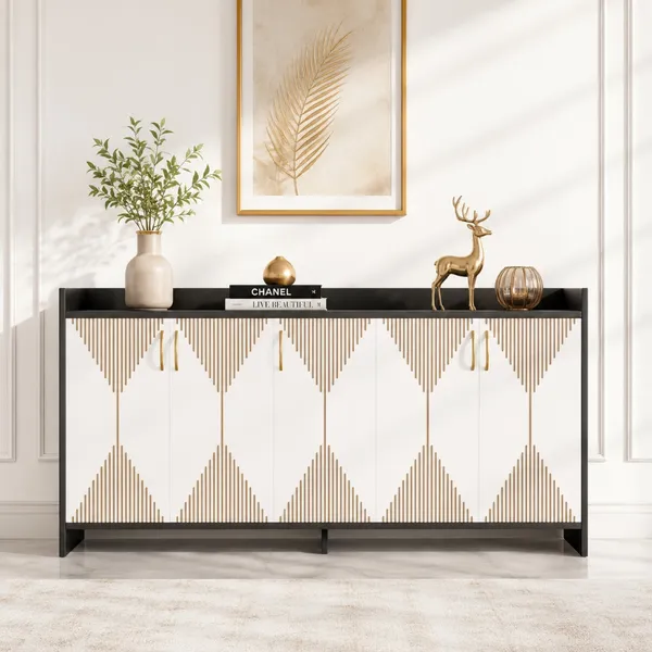 Spydercraft_Matte_Finish_Meko_Console_Table_Modern_Black_White_Console_Table_Stylish_Storage_Cabinet_For_Living_Room_Entryway_Do_It_Yourself_Product
