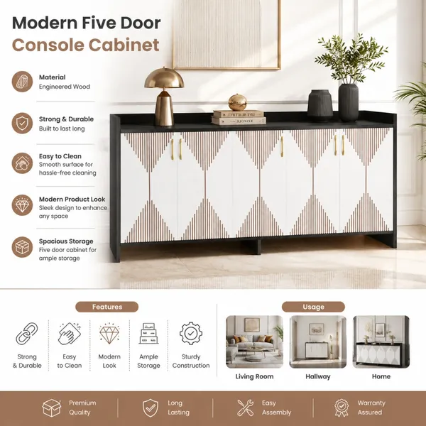 Spydercraft_Matte_Finish_Meko_Console_Table_Modern_Black_White_Console_Table_Stylish_Storage_Cabinet_For_Living_Room_Entryway_Do_It_Yourself_Product