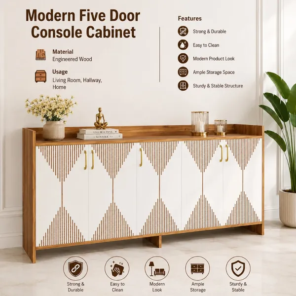 Spydercraft_Matte_Finish_Meko_Console_Table_Modern_Nice_Lyon_White_Console_Table_Stylish_Storage_Cabinet_For_Living_Room_Entryway_Do_It_Yourself_Product