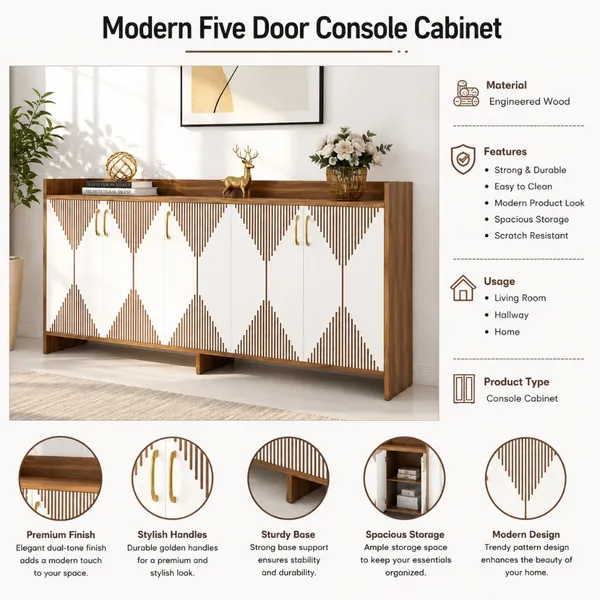 Spydercraft_Matte_Finish_Meko_Console_Table_Modern_Nice_Lyon_White_Console_Table_Stylish_Storage_Cabinet_For_Living_Room_Entryway_Do_It_Yourself_Product