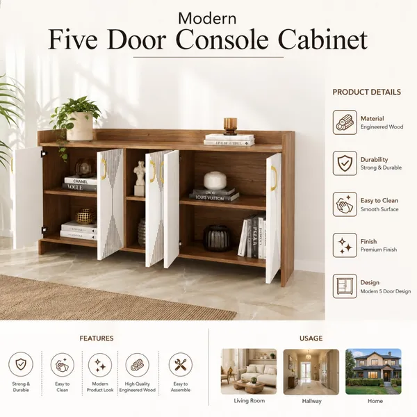 Spydercraft_Matte_Finish_Meko_Console_Table_Modern_Nice_Lyon_White_Console_Table_Stylish_Storage_Cabinet_For_Living_Room_Entryway_Do_It_Yourself_Product