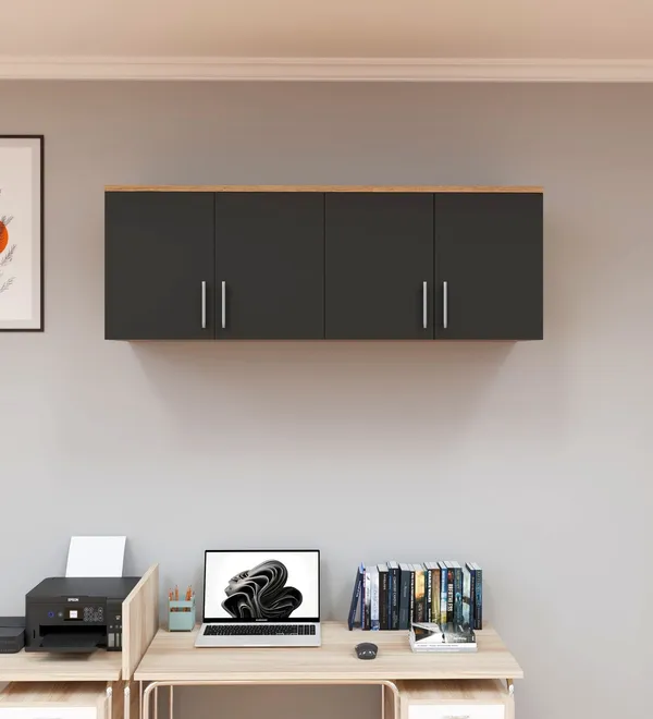 Spydercraft_Wall_Mounted_Kitchen_Cabinet_4_Door_Storage_Unit_120_X_41_X_36_Cm_Canyon_Oak_Black_Finish_Do_It_Yourself_Product