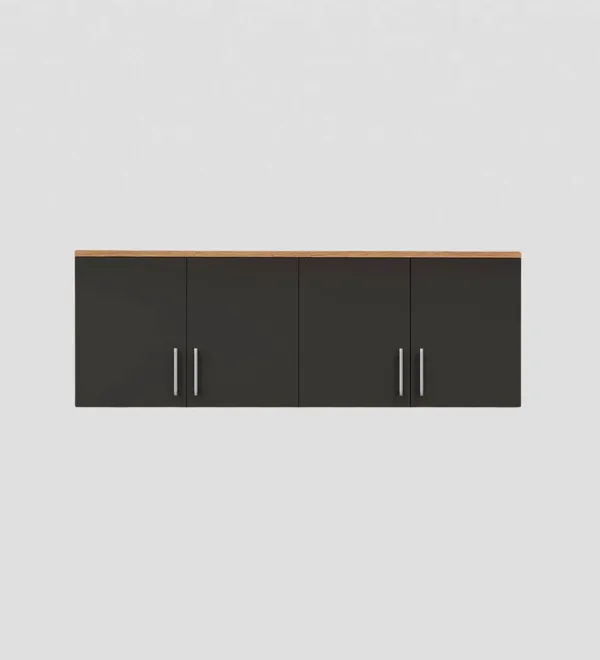 Spydercraft_Wall_Mounted_Kitchen_Cabinet_4_Door_Storage_Unit_120_X_41_X_36_Cm_Canyon_Oak_Black_Finish_Do_It_Yourself_Product