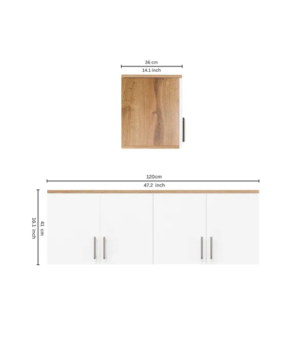 Spydercraft_Wall_Mounted_Kitchen_Cabinet_4_Door_Storage_Unit_120_X_41_X_36_Cm_Canyon_Oak_White_Finish