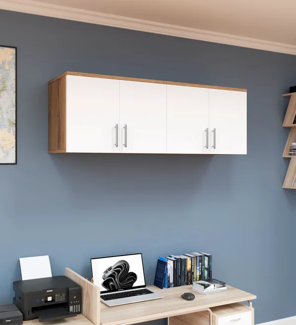 Spydercraft_Wall_Mounted_Kitchen_Cabinet_4_Door_Storage_Unit_120_X_41_X_36_Cm_Canyon_Oak_White_Finish