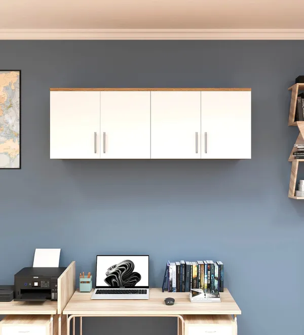 Spydercraft_Wall_Mounted_Kitchen_Cabinet_4_Door_Storage_Unit_120_X_41_X_36_Cm_Canyon_Oak_White_Finish