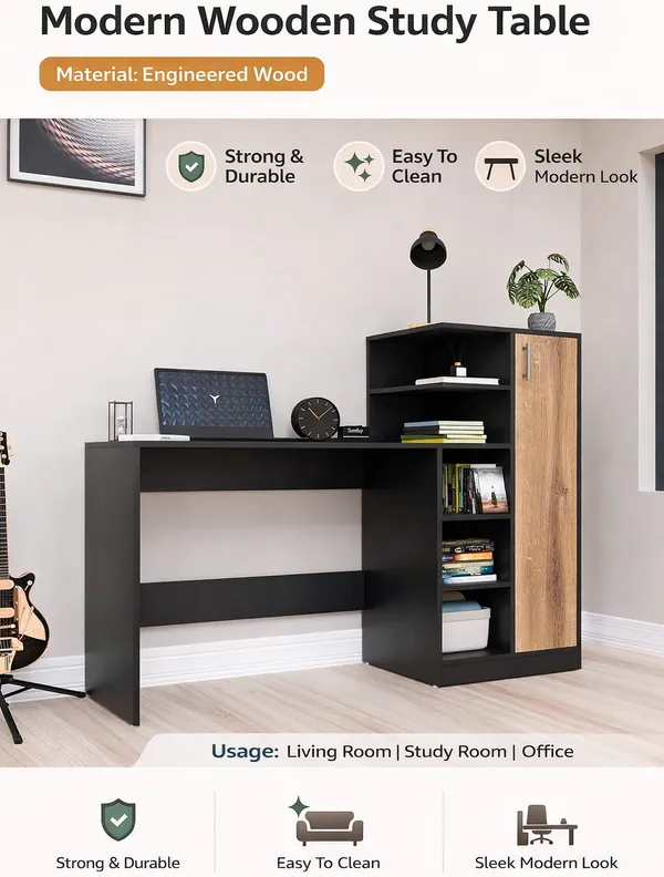 Spydercraft_Canyon_Oak_Black_Engineered_Wood_Dyna_Study_Table_With_Storage_Cabinet_Modern_Multipurpose_Desk_With_Shelves