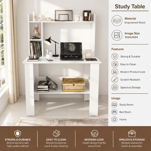 Spydercraft_Modern_Daisy_Study_Table|_Colo:_White