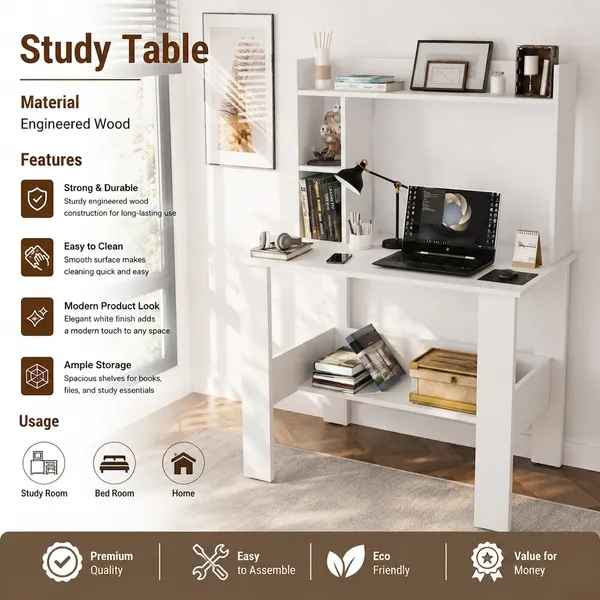 Spydercraft_Modern_Daisy_Study_Table|_Colo:_White