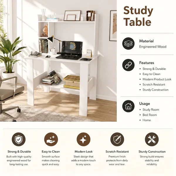 Spydercraft_Modern_Daisy_Study_Table|_Colo:_White
