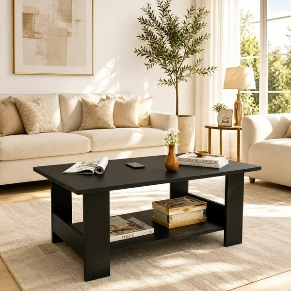 Spydercraft_Peony_Coffee_Table_|_Modern_Black_Coffee_Table_with_Open_Storage_Shelf_for_Living_Room