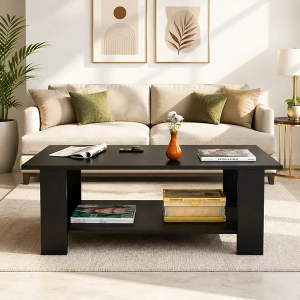 Spydercraft_Peony_Coffee_Table_|_Modern_Black_Coffee_Table_with_Open_Storage_Shelf_for_Living_Room