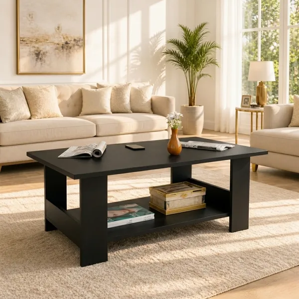 Spydercraft_Peony_Coffee_Table_|_Modern_Black_Coffee_Table_with_Open_Storage_Shelf_for_Living_Room