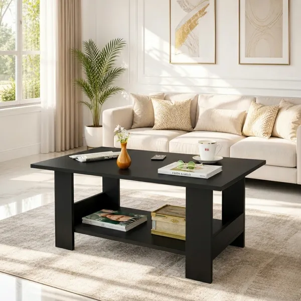 Spydercraft_Peony_Coffee_Table_|_Modern_Black_Coffee_Table_with_Open_Storage_Shelf_for_Living_Room