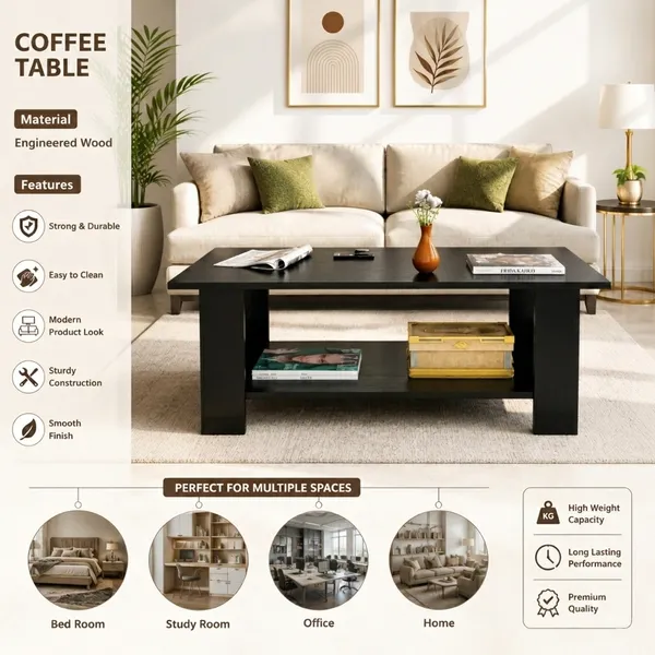 Spydercraft_Peony_Coffee_Table_|_Modern_Black_Coffee_Table_with_Open_Storage_Shelf_for_Living_Room