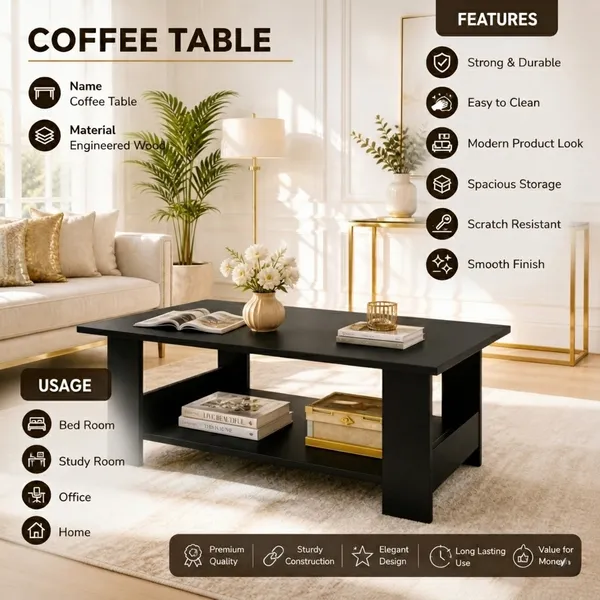 Spydercraft_Peony_Coffee_Table_|_Modern_Black_Coffee_Table_with_Open_Storage_Shelf_for_Living_Room