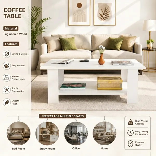 Spydercraft_Peony_Coffee_Table_|_Modern_White_Coffee_Table_with_Open_Storage_Shelf_for_Living_Room