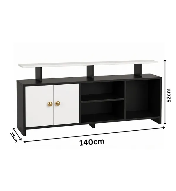Spydercraft_Modern_Marble_Tv_Unit_With_Storage_Display_Shelf_Space_Saving_Entertainment_Console_In_Black_White_Finish