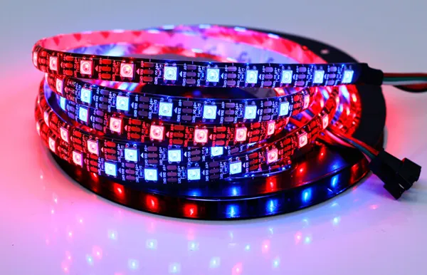 5V_5Meter_Pixel_LED_Strip_LightWS2812B_IC_RGB_5050SMD_ECO_Individual_Addressable_LED_Strip_Light,_16.4FT_300LED_60LED/m_Flexible_Full_Color_IP30_DC5V_Black_PCB_for_DIY_Project_(No_Power_Adapter_or_Controller)
