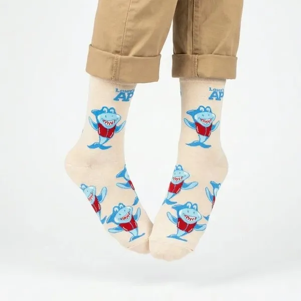 Cream_Cotton_Shark_Print_Mid-Calf_Socks