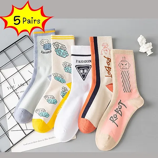 Cotton_Crew_Socks_With_Graphic_Prints-5_pairs