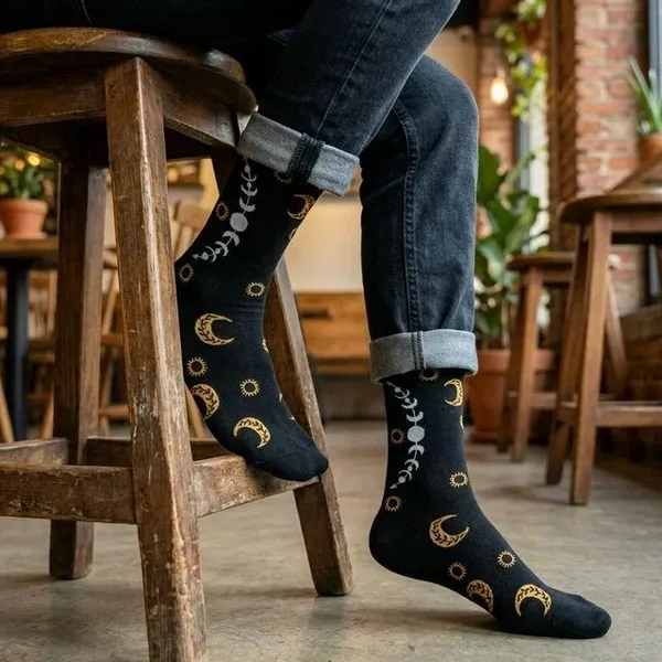 Black_Cotton_Moon_And_Stars_Print_Crew_Socks